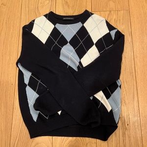 Brandy Melville blue and white argyle sweater